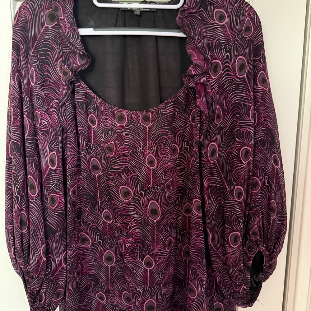 Women's Purple Peacock-Print Blouse